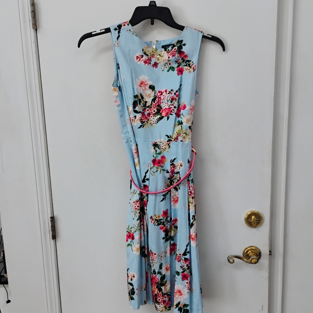 Tommy Floral Sleeveless Dress - Blue and Pink